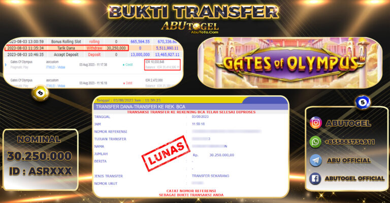 Bukti Jackpot Abu Togel Slot Online Kamis 03 Agutus 2023