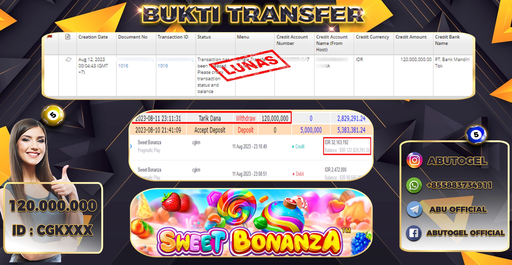 Bukti Jackpot Abu Togel Slot Online Sabtu 12 Agustus 2023