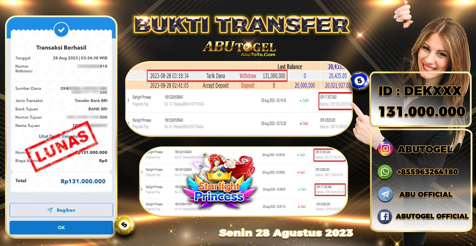 Bukti Jackpot Abu Togel Slot Online Senin 28 Agustus 2023