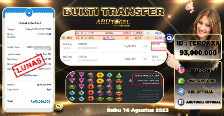 Bukti Jackpot Abu Togel Slot Online Rabu 16 Agustus 2023