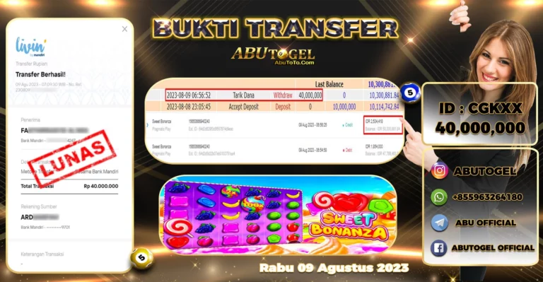 Bukti Jackpot Abu Togel Slot Online Rabu 09 Agustus 2023