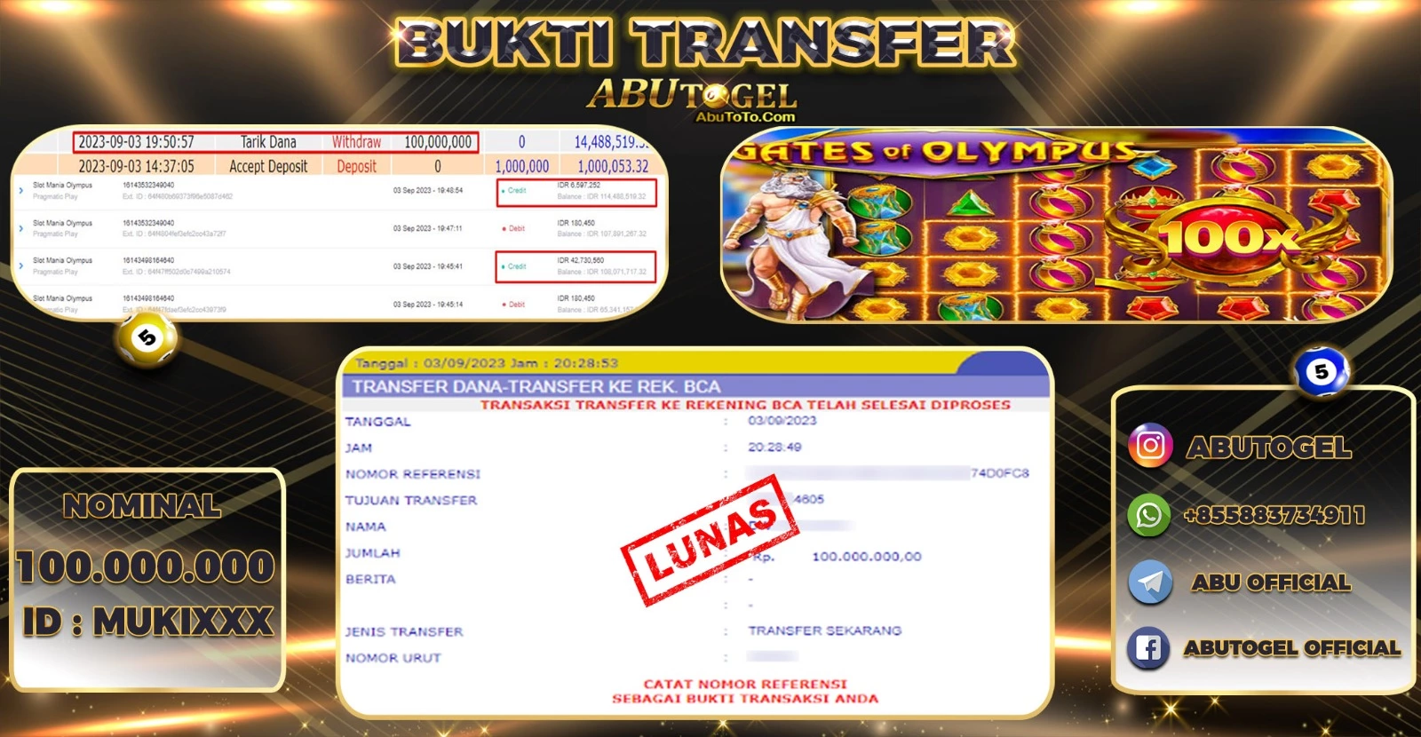 Bukti Jackpot Abu Togel Slot Online Minggu 03 September 2023