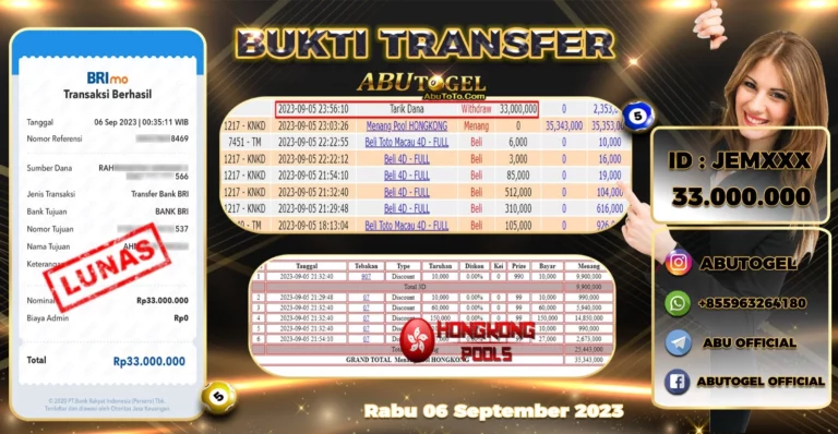 Bukti Jackpot Togel Online Abu Togel Rabu 06 September 2023