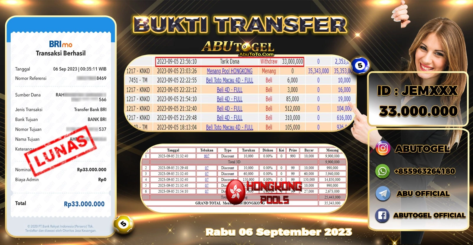 Bukti Jackpot Togel Online Abu Togel Rabu 06 September 2023