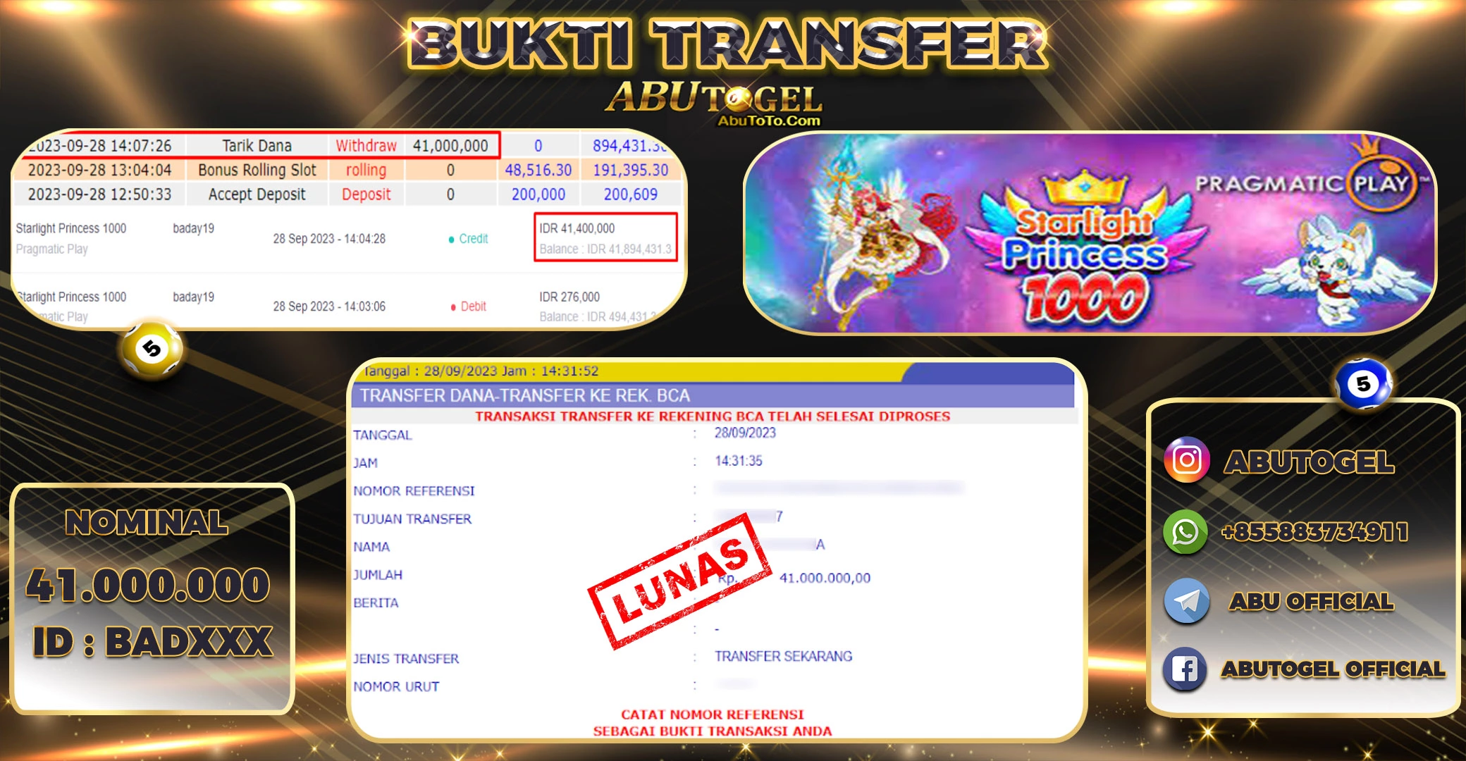 Bukti Jackpot Abu Togel Slot Online Kamis 28 September 2023