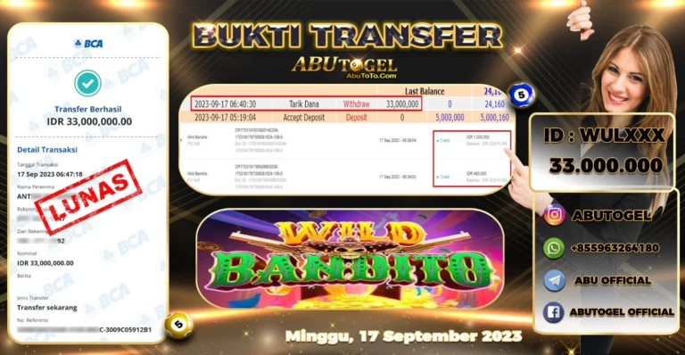 Bukti Jackpot Abu Togel Slot Online Minggu 17 September 2023