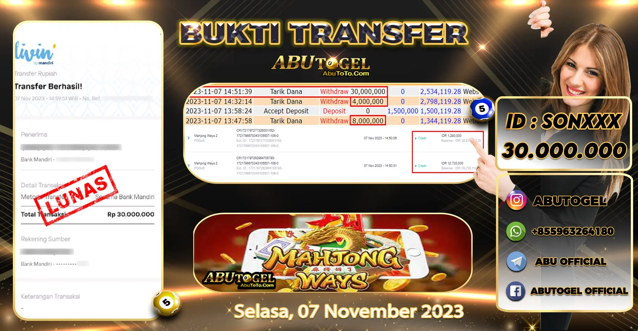 Bukti Jackpot Abu Togel Slot Online Selasa 07 November 2023