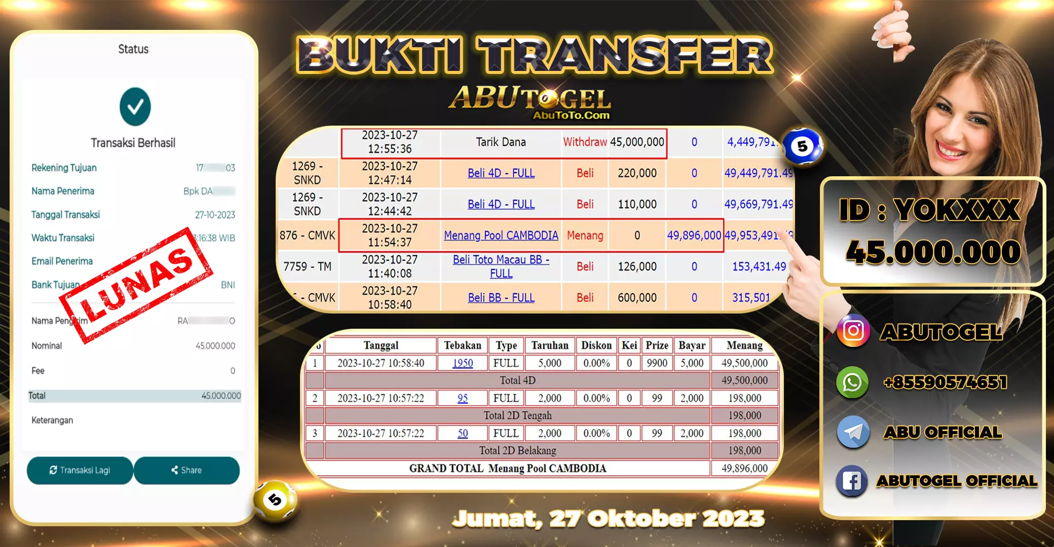 Bukti Jackpot Togel Online Abu Togel